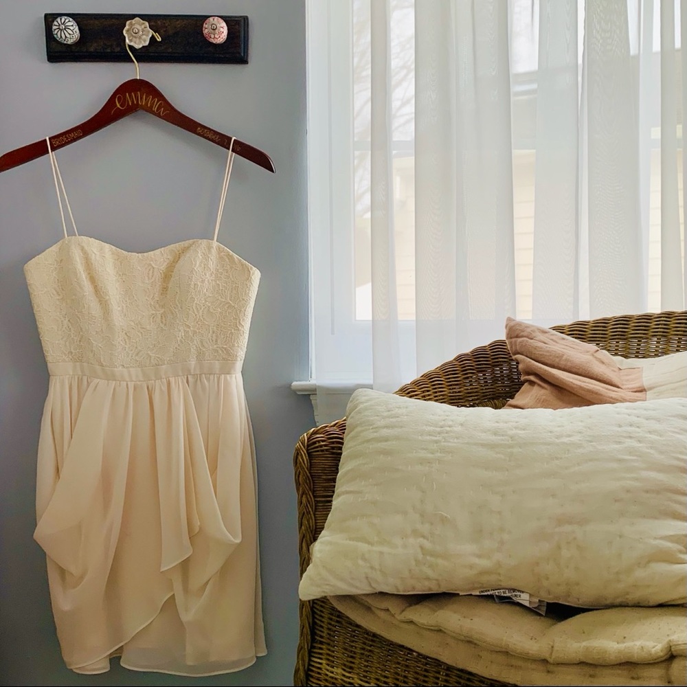 ivory cocktail dress with lace bodice